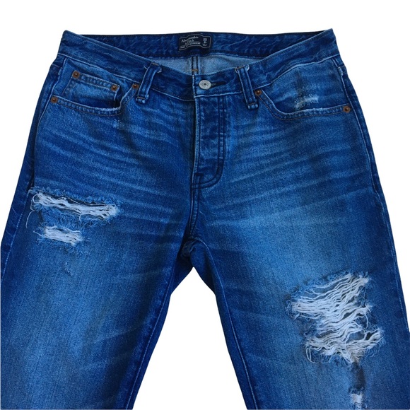 Abercrombie & Fitch Ames Slim Boyfriend Distressed Buttonfly Jeans Size 25 - Picture 4 of 17